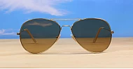 Classic aviator UV400 sunglasses with gold frames and dark brown tinted real glass lenses