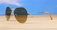 Classic aviator UV400 sunglasses with gold frames and dark brown tinted real glass lenses