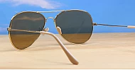 Classic aviator UV400 sunglasses with gold frames and dark brown tinted real glass lenses