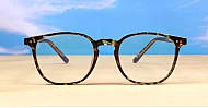 Classic round computer glasses with silver rivet detail and inner core wire temples
