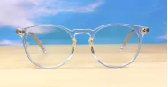 Round computer glasses with silver accents, inner temple wire core and steel hinges