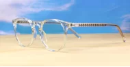 Round computer glasses with silver accents, inner temple wire core and steel hinges