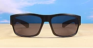LOCS Hardcore 91113 men's UV400 sunglasses in black with wood print temples and super dark Category 3 lenses