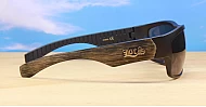 LOCS Hardcore 91113 men's UV400 sunglasses in black with wood print temples and super dark Category 3 lenses