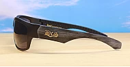 LOCS Hardcore 91113 men's UV400 sunglasses in black with wood print temples and super dark Category 3 lenses