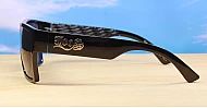 LOCS Hardcore 91105 men's UV400 sunglasses in black with steel hinges and Category 3 super dark lenses
