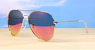 Bob Aviator polarised sunglasses with silver or gold frames and full revo mirror lenses