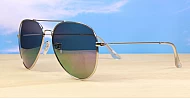Bob Aviator polarised sunglasses with silver or gold frames and full revo mirror lenses