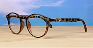 Large round anti blue light glasses with silver stud detail and flexible steel hinges