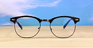 Classic clubmaster blue blocker glasses in warm tortoise with steel hinges