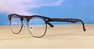Classic clubmaster blue blocker glasses in warm tortoise with steel hinges