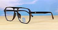 Large square aviator computer glasses in clear or black with strong steel hinges