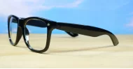 Classic vintage-shape black blue blocker glasses with flexible hinges