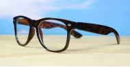 Classic vintage-shape tortoise shell blue blocker glasses with flexible hinges
