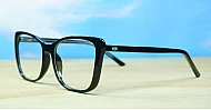 Cat-eye anti blue light glasses with lifted upswept frames and inner core wire temples