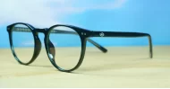 Round computer glasses with silver accents, inner temple wire core and steel hinges