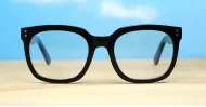 Black computer glasses with silver accents and inner core wire-core temples