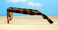 Computer glasses in black and clear gradient or warm tortoise with inner wire temples and steel hinges