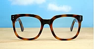 Computer glasses in black and clear gradient or warm tortoise with inner wire temples and steel hinges