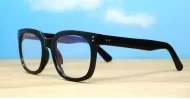 Black computer glasses with silver accents and inner core wire-core temples