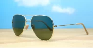 Classic gold metal aviator UV400 sunglasses with super dark G15 glass lenses