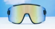Zest retro sports sunglasses with matte black frames and bold mirror lenses