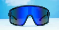Zest retro sports sunglasses with matte black frames and bold mirror lenses