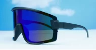 Zest retro sports sunglasses with matte black frames and bold mirror lenses