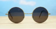 Beatle round metal polarised sunglasses in medium size with Lennon style frames