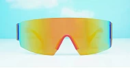 The Snowbird unisex sports shield UV400 sunglasses with vintage-inspired design and mirrored lenses