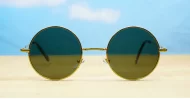 Beatle round metal polarised sunglasses in medium size with Lennon style frames
