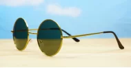 Beatle round metal polarised sunglasses in medium size with Lennon style frames