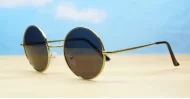 Beatle round metal polarised sunglasses in medium size with Lennon style frames
