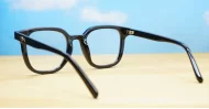 Strong square anti blue light glasses with silver detailing and silver temple pins