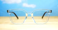 Strong square anti blue light glasses with silver detailing and silver temple pins