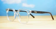 Strong square anti blue light glasses with silver detailing and silver temple pins