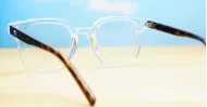 Strong square anti blue light glasses with silver detailing and silver temple pins