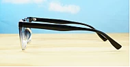 Strong rectangular blue light glasses with silver detailing and steel hinges