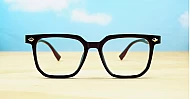 Strong rectangular blue light glasses with silver detailing and steel hinges