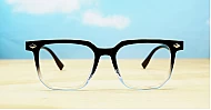 Strong rectangular blue light glasses with silver detailing and steel hinges