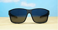 LOCS Hardcore 91144 men's UV400 sunglasses in matte black with bronze temple detail and super dark Category 3 lenses