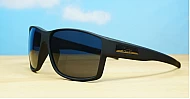 LOCS Hardcore 91144 men's UV400 sunglasses in matte black with bronze temple detail and super dark Category 3 lenses