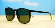 Rocket G15 round sunglasses with glossy black frames green G15 lenses and inner core wire temples