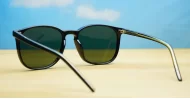Rocket G15 round sunglasses with glossy black frames green G15 lenses and inner core wire temples
