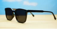 Nutmeg small square vintage TR90 polarised sunglasses lightweight flexible frames