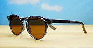 Classic tortoise round UV400 sunglasses with silver accents and dark brown lenses