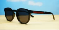  Kahu chunky round polarised sunglasses colour pinstripe temples unisex