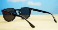 Kahu chunky round polarised sunglasses colour pinstripe temples unisex