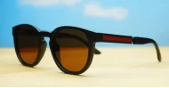  Kahu chunky round polarised sunglasses colour pinstripe temples unisex
