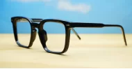 Chunky square black anti blue light glasses with wire-core temples and steel hinges